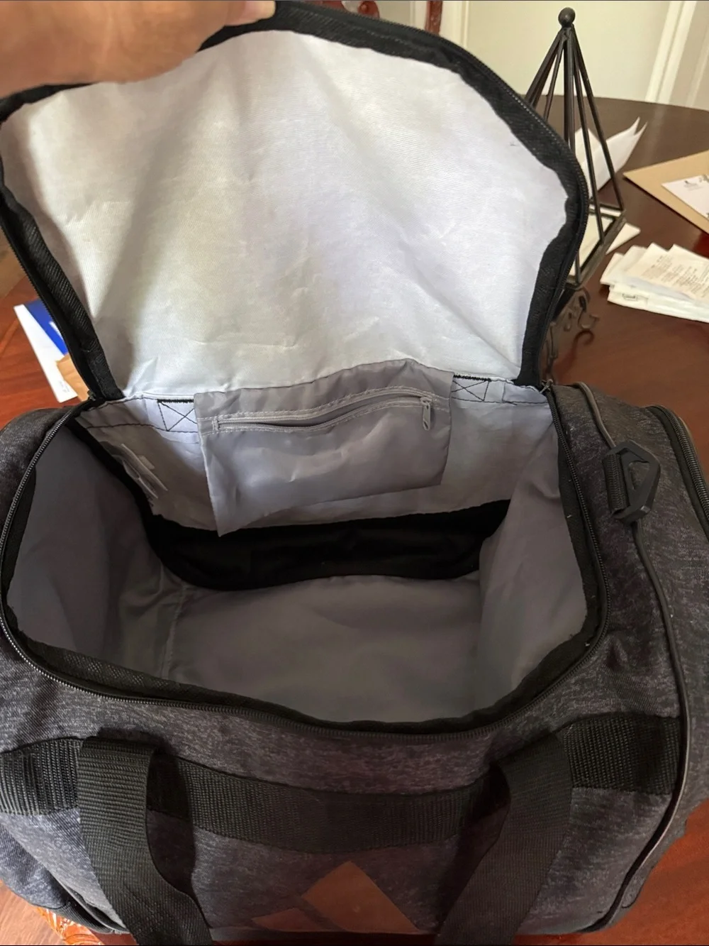 adidas Black Heather Duffel Bag with Metallic Logo